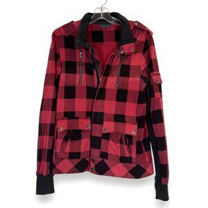 Kill City Red Black Buffalo Plaid Flannel Jacket Punk Grunge Streetwear Medium